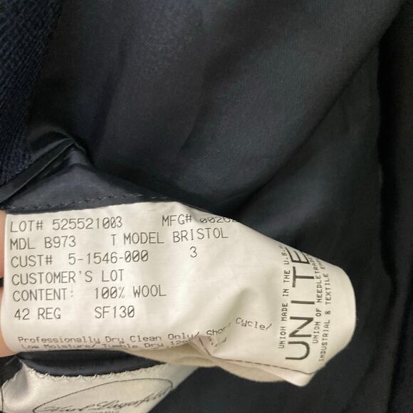 Karl Lagerfeld Mens 42R Blue Windowpane 100% Wool Blazer Suit Jacket Career - Picture 9 of 15